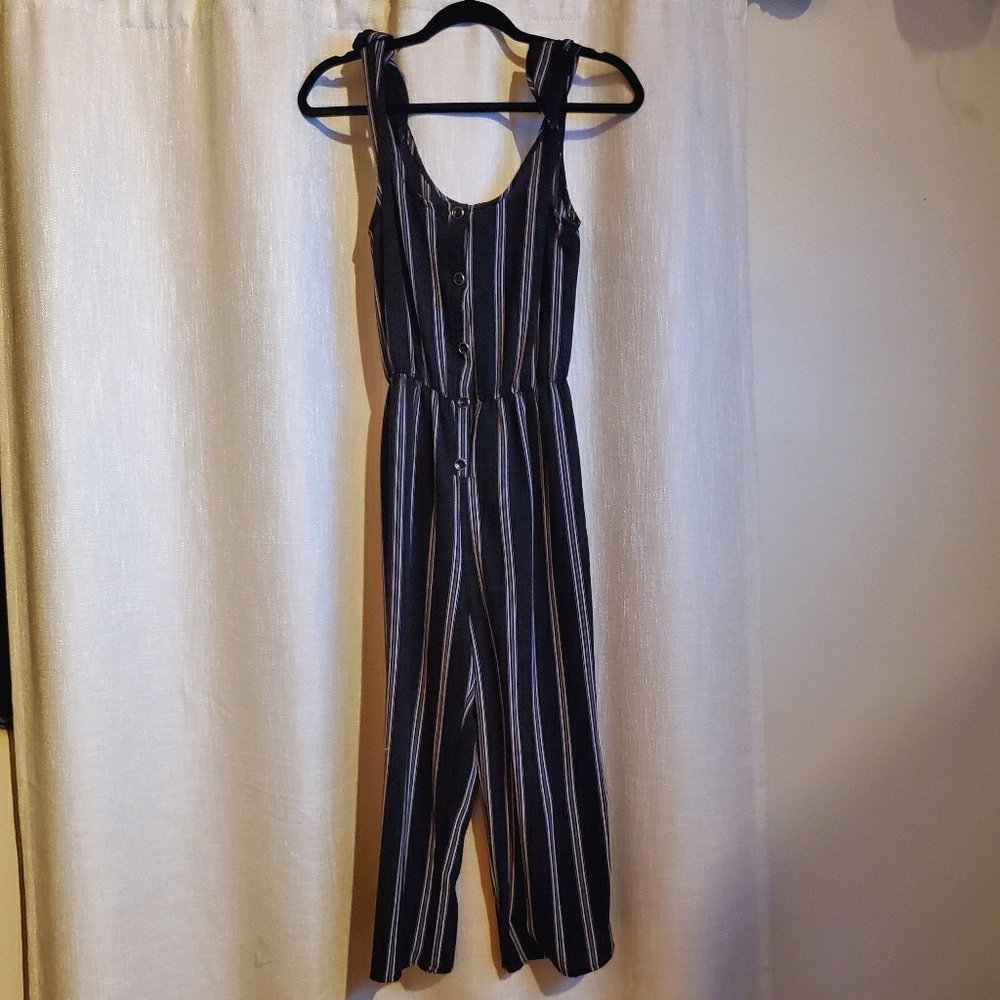 Black and white stripe jumpsuit